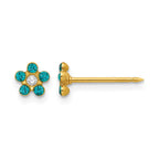 Inverness 14k December Blue Crystal Birthstone Flower Post Piercing Earrings