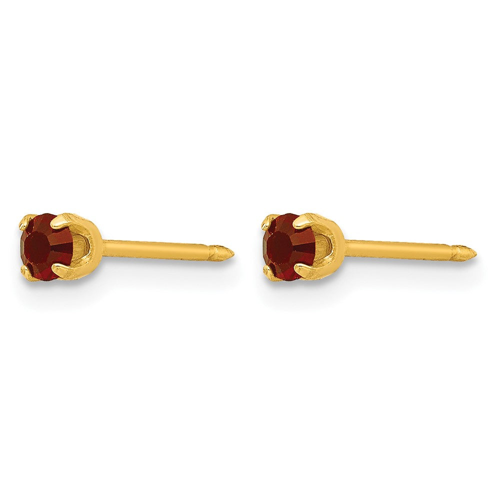 Inverness 24k Gold-plated 3mm January Red Crystal Birthstone Post Piercing Earrings
