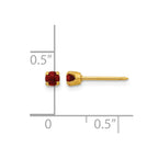 Inverness 24k Gold-plated 3mm January Red Crystal Birthstone Post Piercing Earrings
