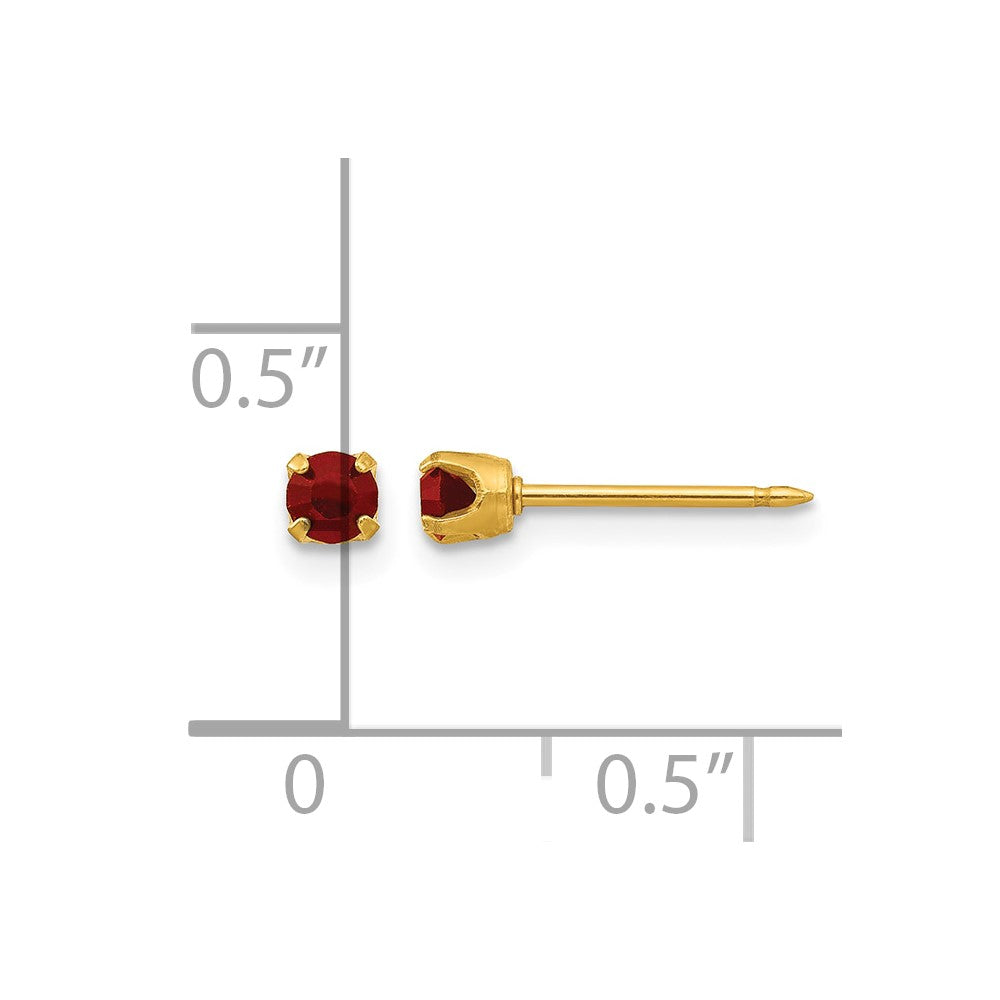 Inverness 24k Gold-plated 3mm January Red Crystal Birthstone Post Piercing Earrings