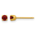 Inverness 24k Gold-plated 3mm January Red Crystal Birthstone Post Piercing Earrings