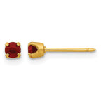 Inverness 24k Gold-plated 3mm January Red Crystal Birthstone Post Piercing Earrings