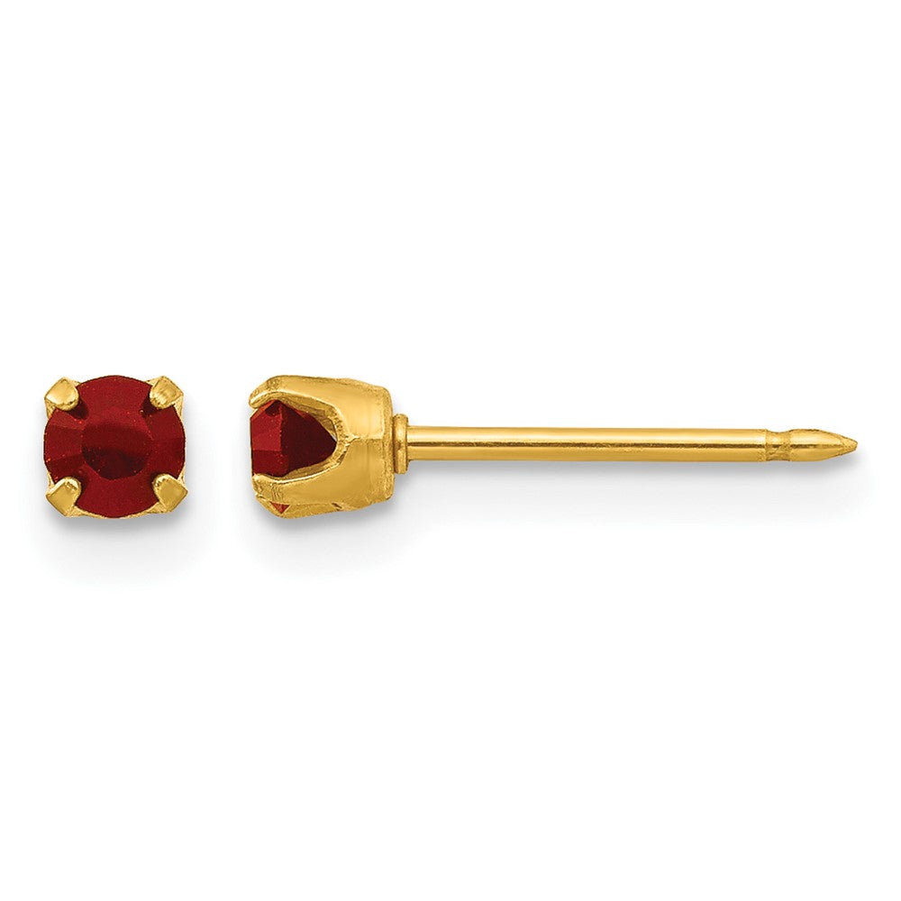 Inverness 24k Gold-plated 3mm January Red Crystal Birthstone Post Piercing Earrings