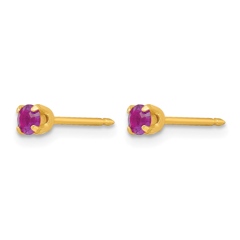Inverness 24k Gold-plated 3mm February Purple Crystal Birthstone Post Piercing Earrings