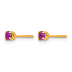 Inverness 24k Gold-plated 3mm February Purple Crystal Birthstone Post Piercing Earrings