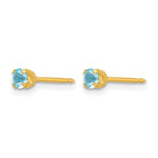 Inverness 24k Gold-plated 3mm March Light Blue Crystal Birthstone Post Piercing Earrings