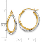 14K Two-tone Polished Bypass Hoop Earrings