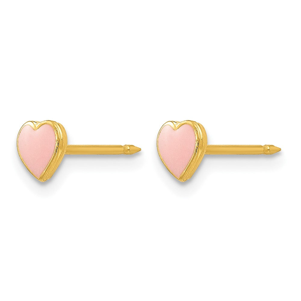 Inverness Stainless Steel 24K Gold-plated Pink Enamel Heart Post Piercing Earrings