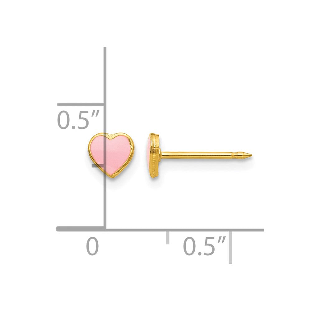 Inverness Stainless Steel 24K Gold-plated Pink Enamel Heart Post Piercing Earrings
