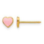 Inverness Stainless Steel 24K Gold-plated Pink Enamel Heart Post Piercing Earrings