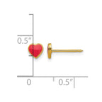 Inverness Stainless Steel 24K Gold-plated Red Enamel Heart Post Piercing Earrings