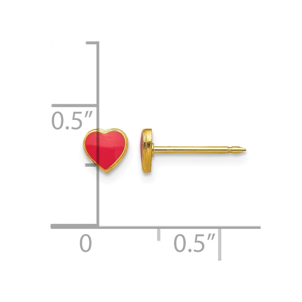 Inverness Stainless Steel 24K Gold-plated Red Enamel Heart Post Piercing Earrings