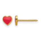Inverness Stainless Steel 24K Gold-plated Red Enamel Heart Post Piercing Earrings