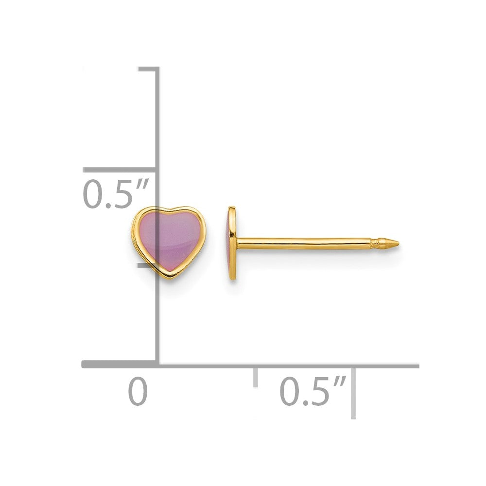 Inverness 14k Epoxy Fill Purple Heart Post Piercing Earrings