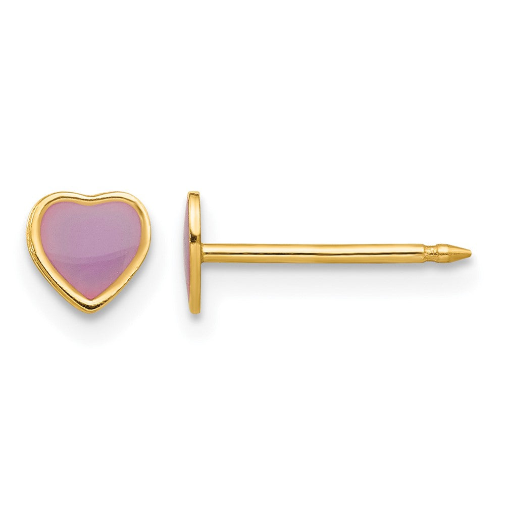 Inverness 14k Epoxy Fill Purple Heart Post Piercing Earrings