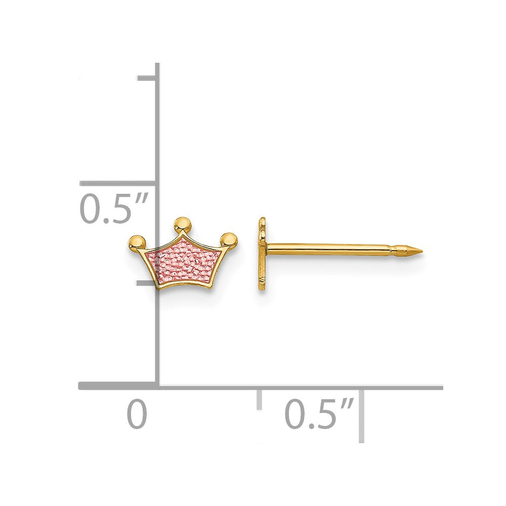 Inverness 14k Epoxy Fill Pink Crown Post Piercing Earrings