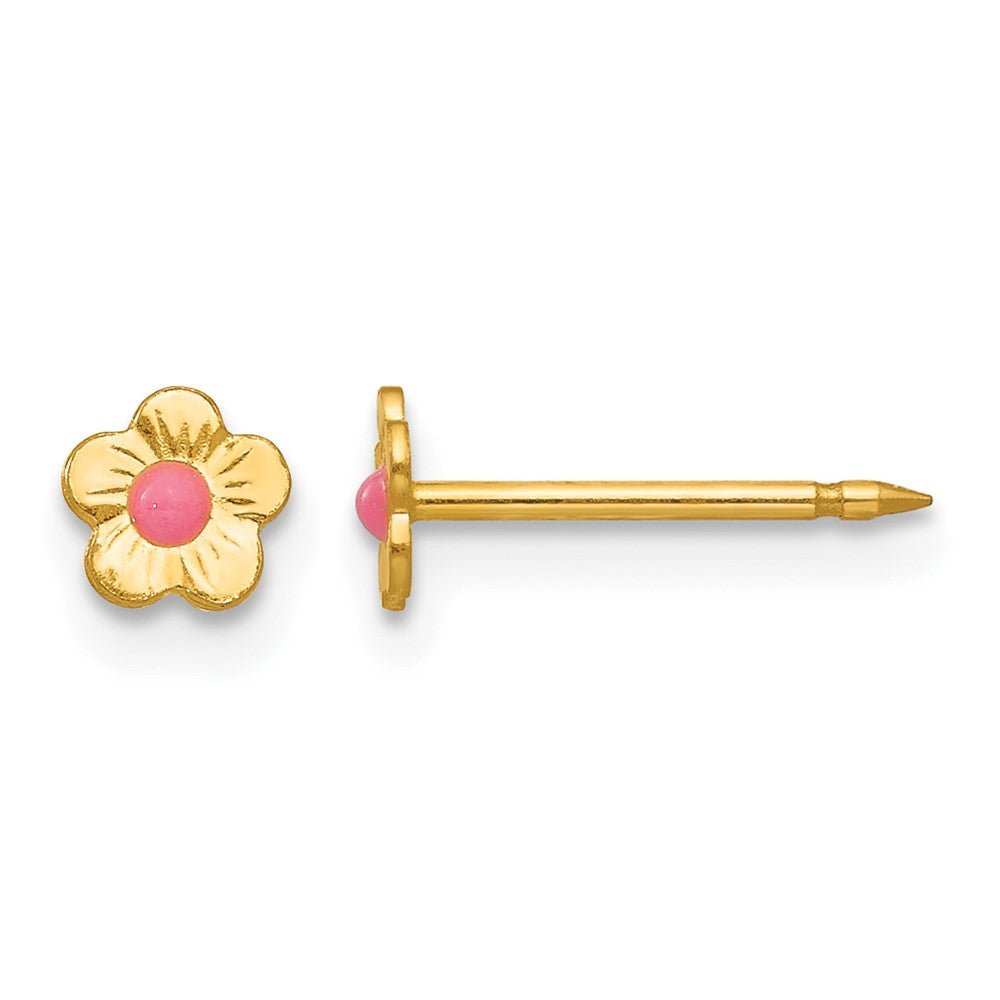 Inverness 14k Epoxy Fill Pink Mini Flower Post Piercing Earrings