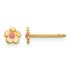 Inverness 14k Epoxy Fill Pink Mini Flower Post Piercing Earrings