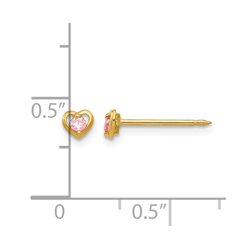 Inverness 14k Heart Pink CZ Post Piercing Earrings