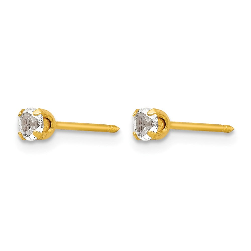 Inverness 24k Gold-plated 3mm April Crystal Birthstone Post Piercing Earrings