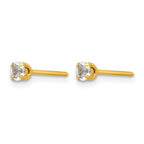 Inverness 24k Gold-plated 3mm April Crystal Birthstone Post Piercing Earrings