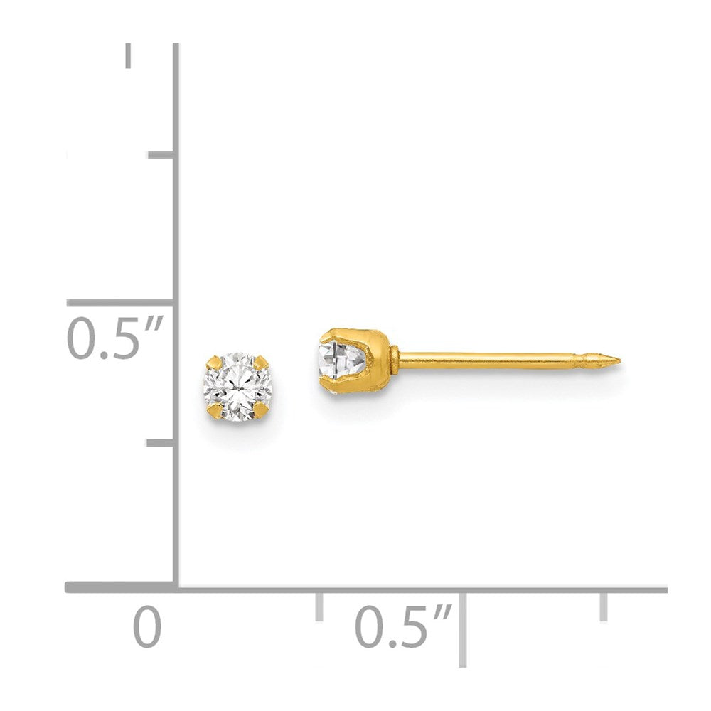 Inverness 24k Gold-plated 3mm April Crystal Birthstone Post Piercing Earrings