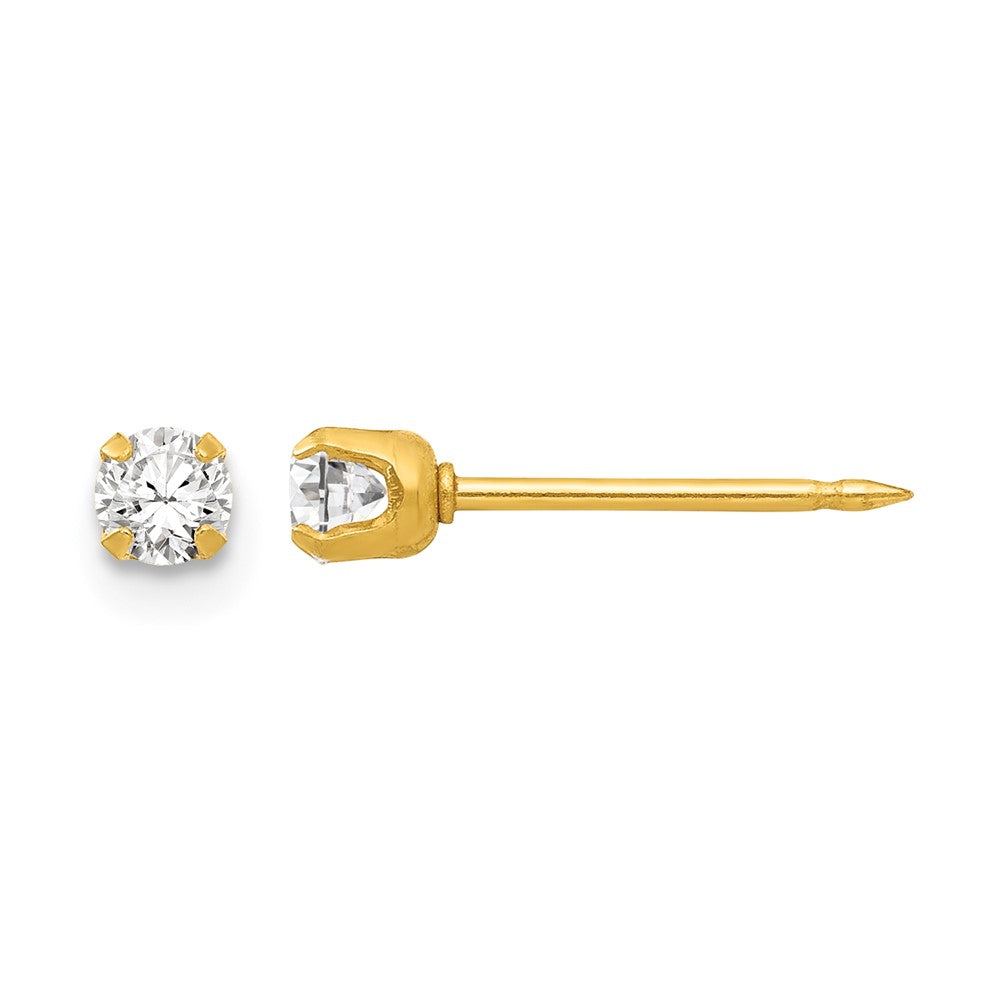 Inverness 24k Gold-plated 3mm April Crystal Birthstone Post Piercing Earrings