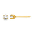 Inverness 24k Gold-plated 3mm April Crystal Birthstone Post Piercing Earrings