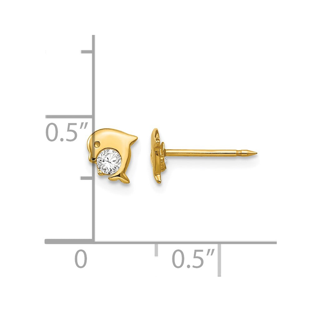Inverness 14k Dolphin CZ Post Piercing Earrings
