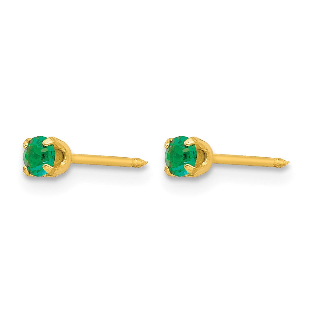 Inverness 24k Gold-plated 3mm May Green Crystal Birthstone Post Piercing Earrings