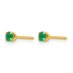 Inverness 24k Gold-plated 3mm May Green Crystal Birthstone Post Piercing Earrings