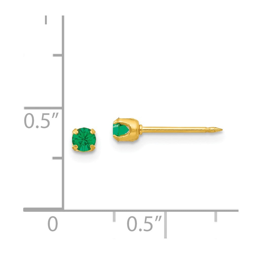 Inverness 24k Gold-plated 3mm May Green Crystal Birthstone Post Piercing Earrings