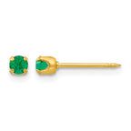 Inverness 24k Gold-plated 3mm May Green Crystal Birthstone Post Piercing Earrings