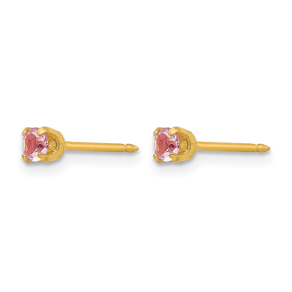 Inverness 24k Gold-plated 3mm June Pink Crystal Birthstone Post Piercing Earrings