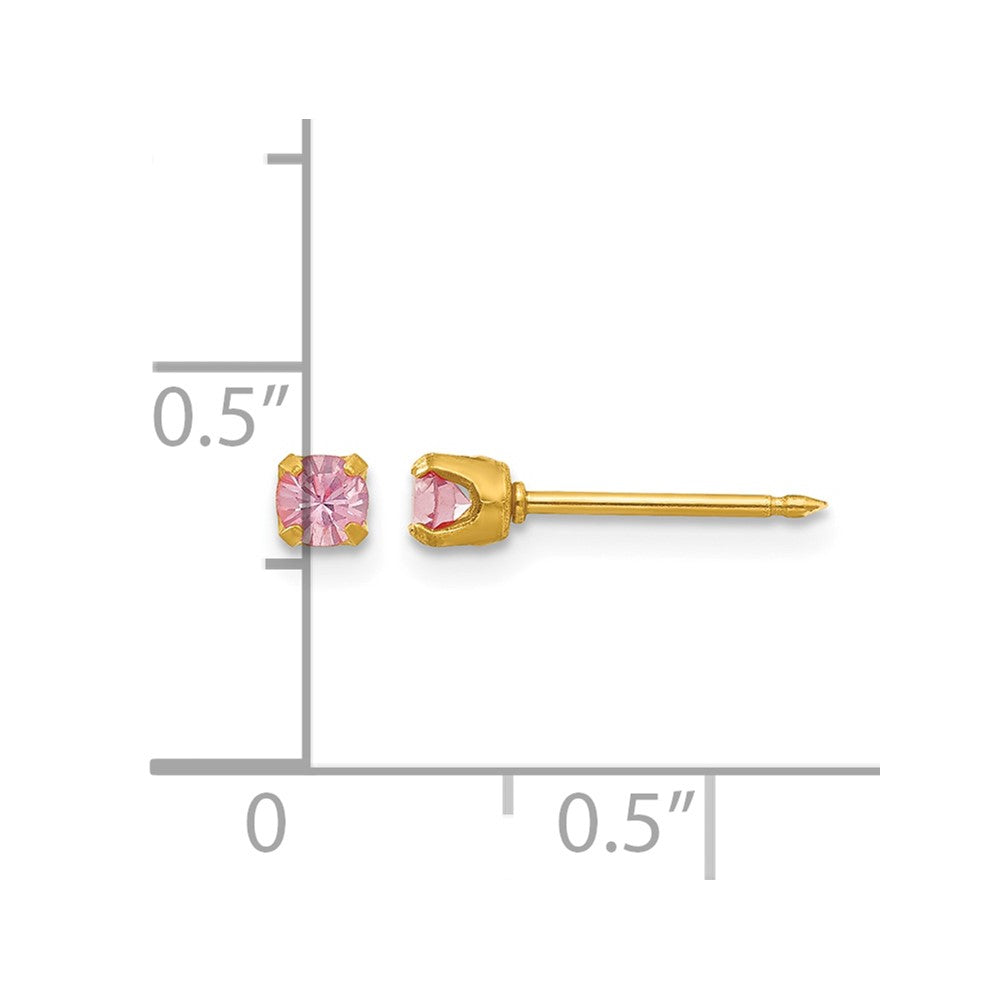Inverness 24k Gold-plated 3mm June Pink Crystal Birthstone Post Piercing Earrings