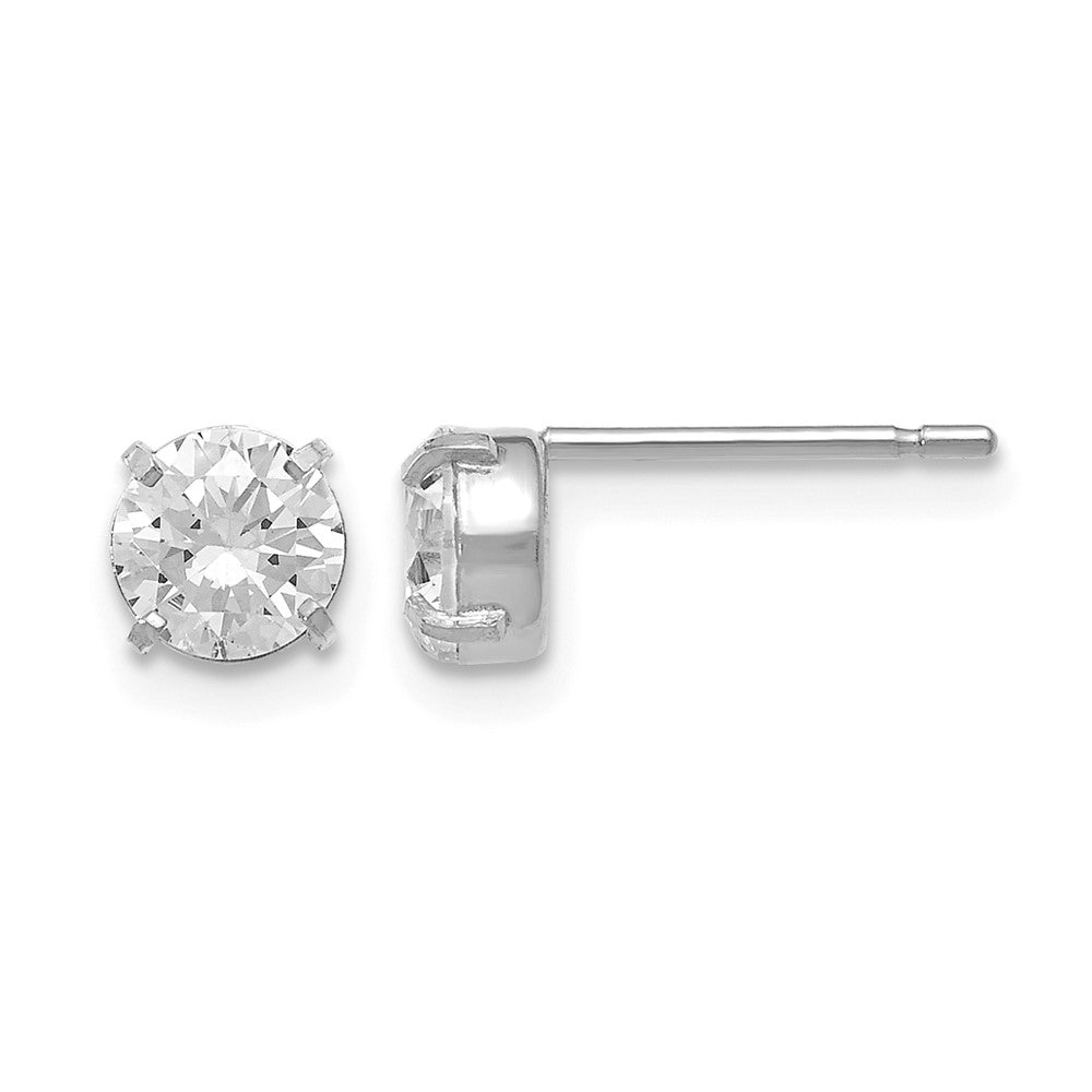 14k White Gold CZ Stud 5.0mm Earrings