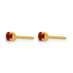 Inverness 24k Gold-plated 3mm July Red Crystal Birthstone Post Piercing Earrings