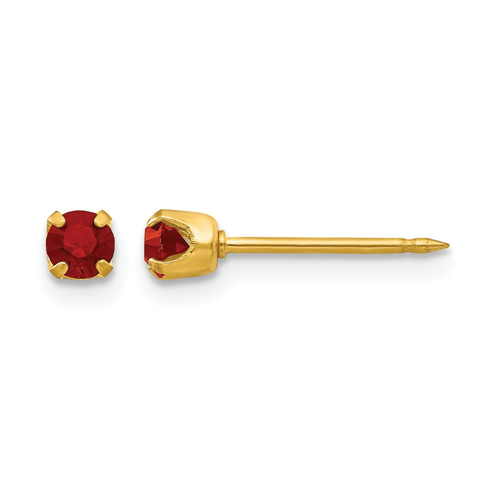Inverness 24k Gold-plated 3mm July Red Crystal Birthstone Post Piercing Earrings