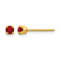 Inverness 24k Gold-plated 3mm July Red Crystal Birthstone Post Piercing Earrings
