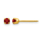 Inverness 24k Gold-plated 3mm July Red Crystal Birthstone Post Piercing Earrings