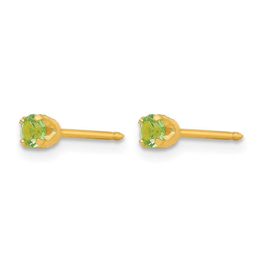 Inverness 24k Gold-plated 3mm August Light Green Crystal Birthstone Post Piercing Earrings