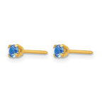 Inverness 24k Gold-plated 3mm September Blue Crystal Birthstone Post Piercing Earrings