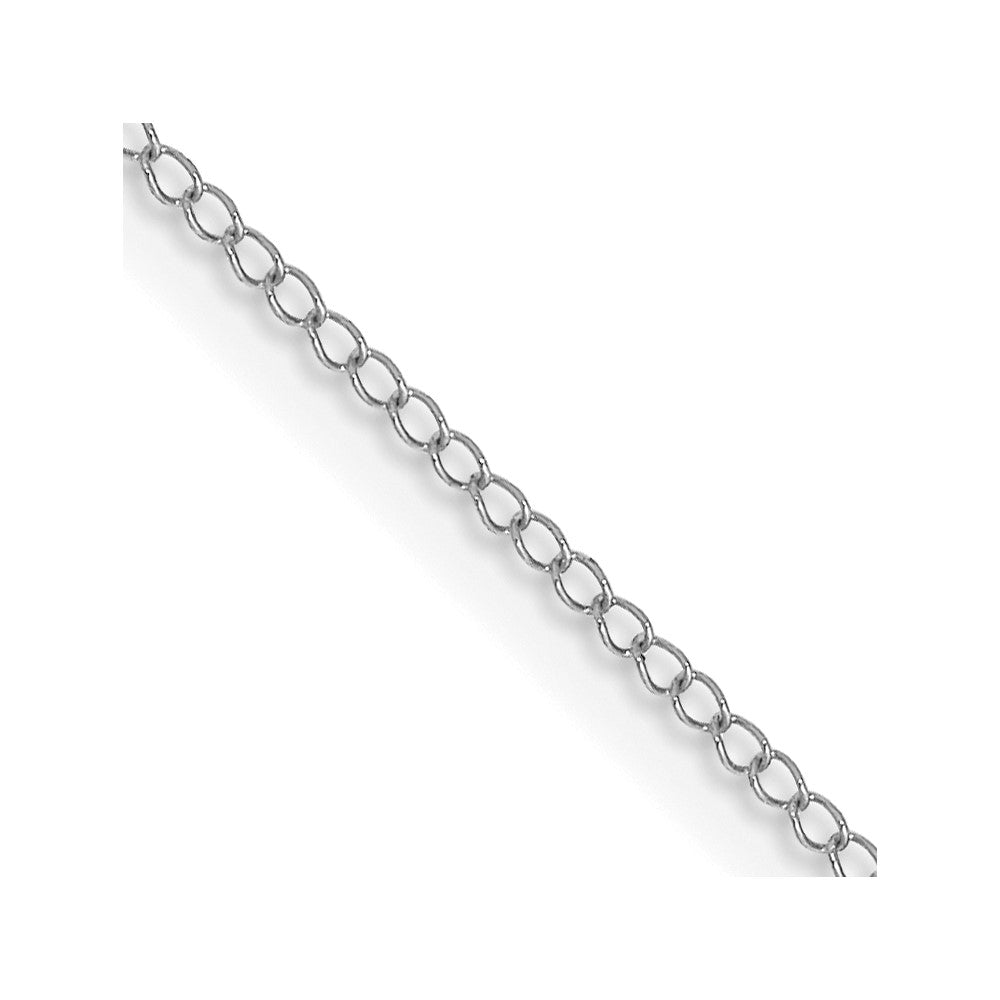 14K White Gold Carded .5mm Curb with Spring Ring Clasp Chain