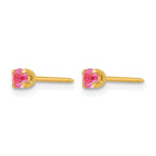 Inverness 24k Gold-plated 3mm October Pink Crystal Birthstone Post Piercing Earrings
