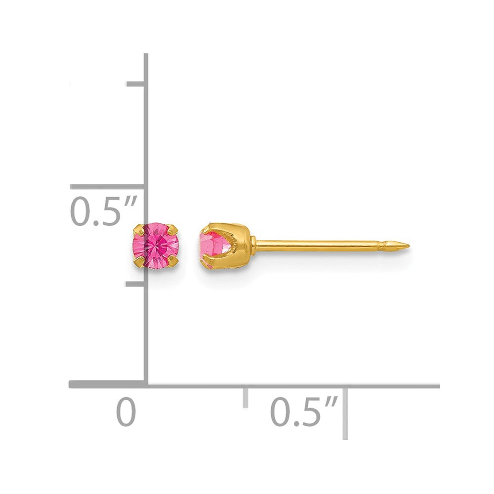 Inverness 24k Gold-plated 3mm October Pink Crystal Birthstone Post Piercing Earrings