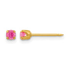 Inverness 24k Gold-plated 3mm October Pink Crystal Birthstone Post Piercing Earrings