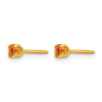 Inverness 24k Gold-plated 3mm November Yellow Crystal Birthstone Post Piercing Earrings