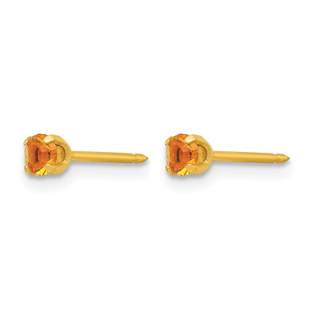Inverness 24k Gold-plated 3mm November Yellow Crystal Birthstone Post Piercing Earrings