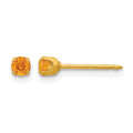 Inverness 24k Gold-plated 3mm November Yellow Crystal Birthstone Post Piercing Earrings