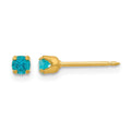 Inverness 24k Gold-plated 3mm December Blue Crystal Birthstone Post Piercing Earrings